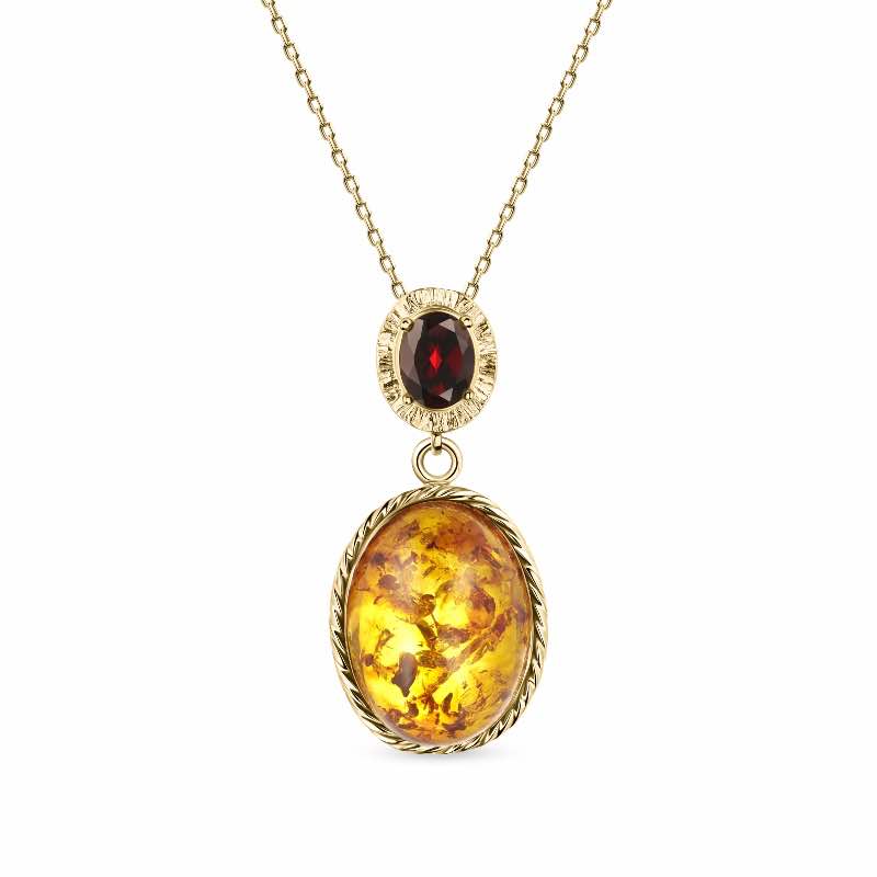 Garnet and Amber Necklace